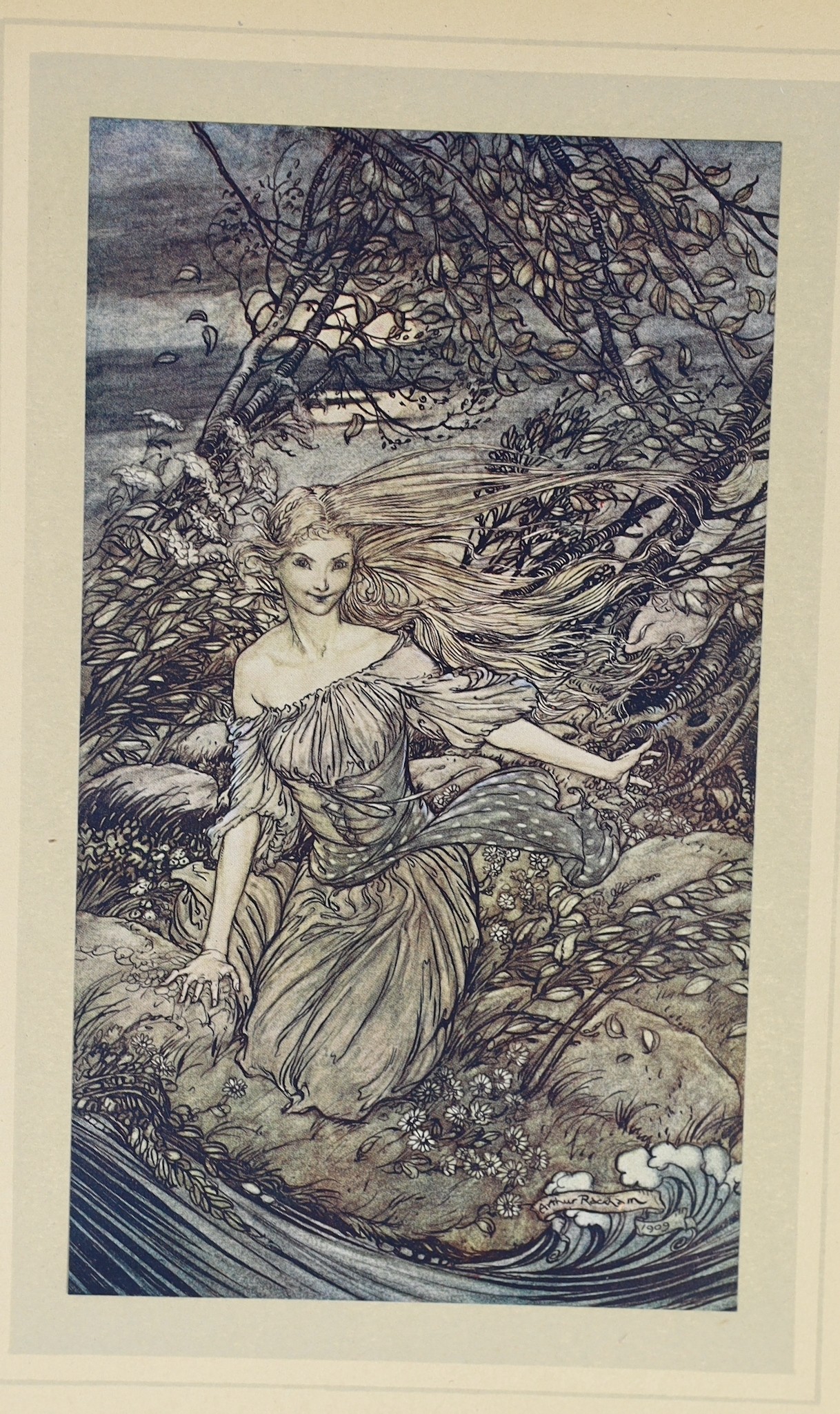 De La Motte Fouqué - Undine. Adapted from the German by W.L. Courtney. coloured pictorial title, 15 coloured plates (with captioned guards) & text decorations (by Arthur Rackham). 1st trade edition.